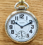 1908 WALTHAM Riverside Pocket Watch Railroad 16s 21 Jewels Grade No. 1621 Adj. 10K RGP