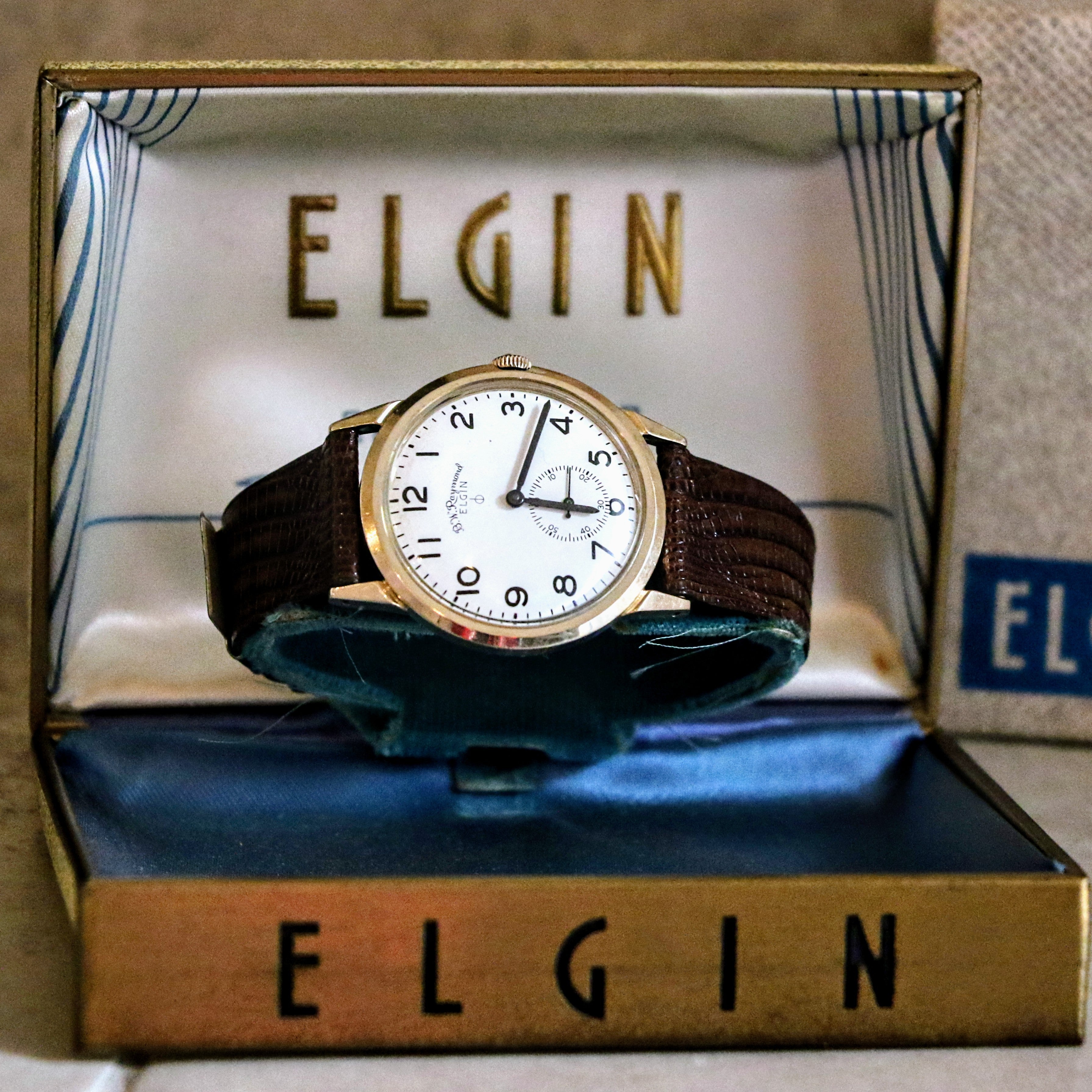 1961 ELGIN B. W. Raymond Watch Railroad Grade 730A Wristwatch in BOX ...