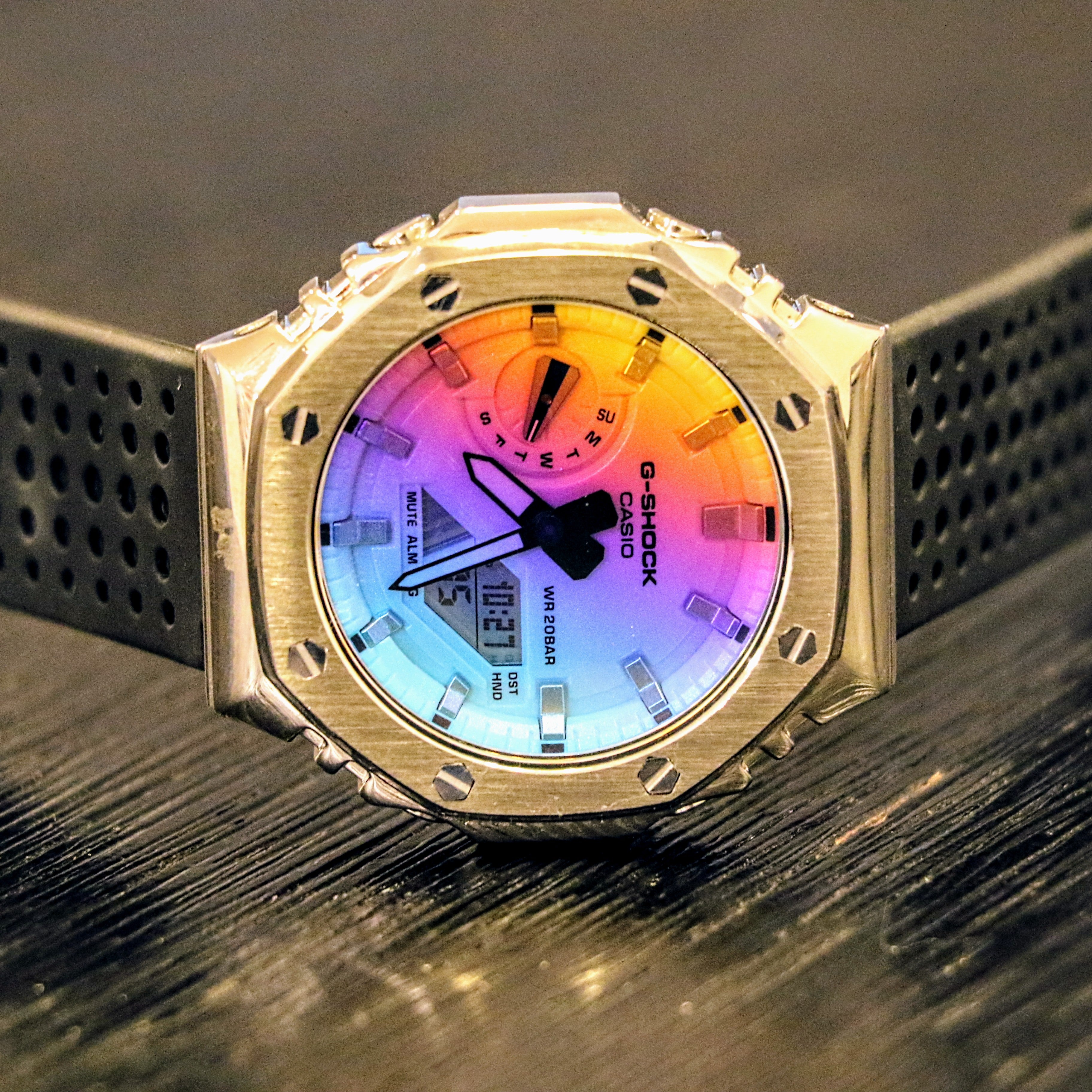 Brand-New Custom Casio G-Shock Watch CASIO Iridescent Dial GA-2100SRS Wristwatch