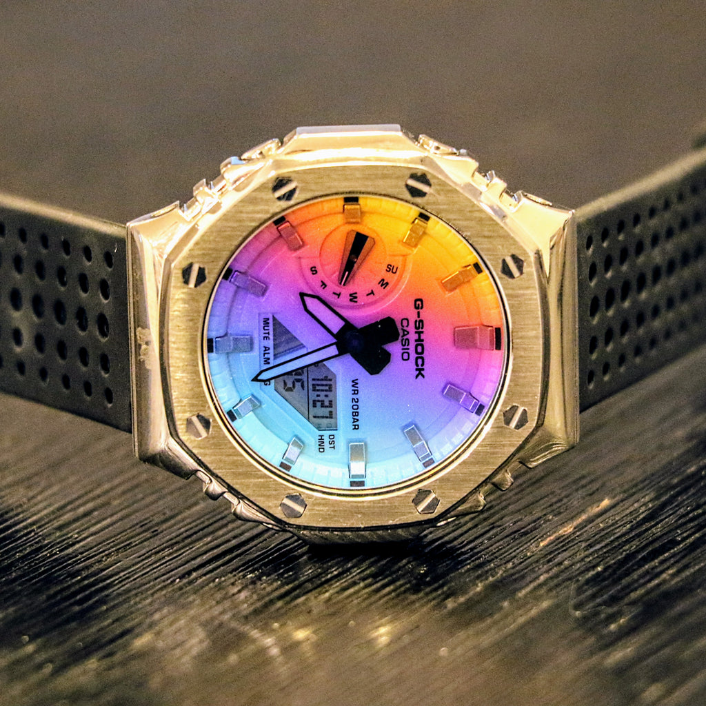 Brand-New Custom Casio G-Shock Watch CASIO Iridescent Dial GA-2100SRS ...