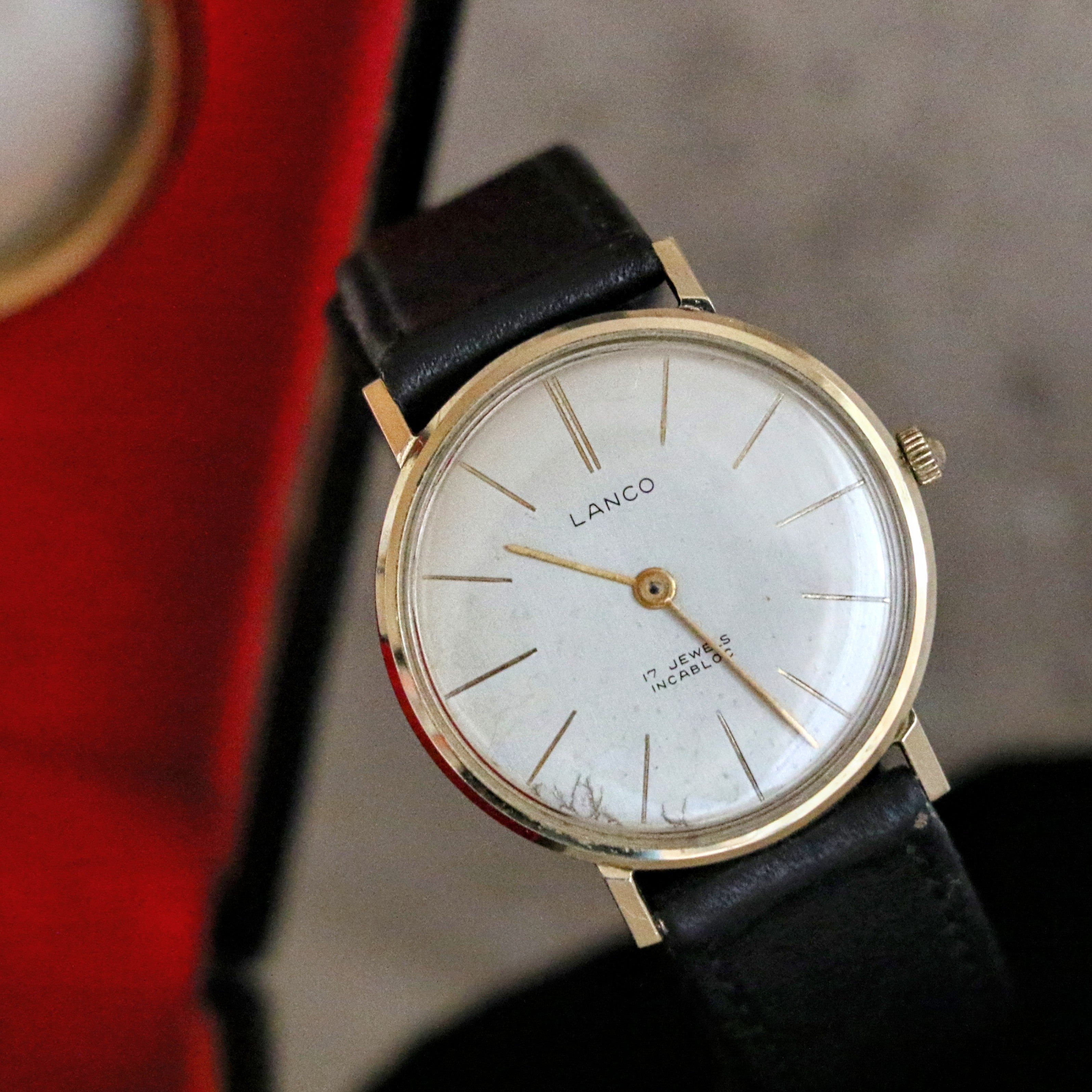 Lanco LANCO Watch 14K GOLD 17 Jewels Incabloc Swiss Manual Wristwatch - In B ...