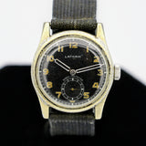 Vintage LATHAM Military Watch 17 Jewels 31mm Swiss Made Wristwatch