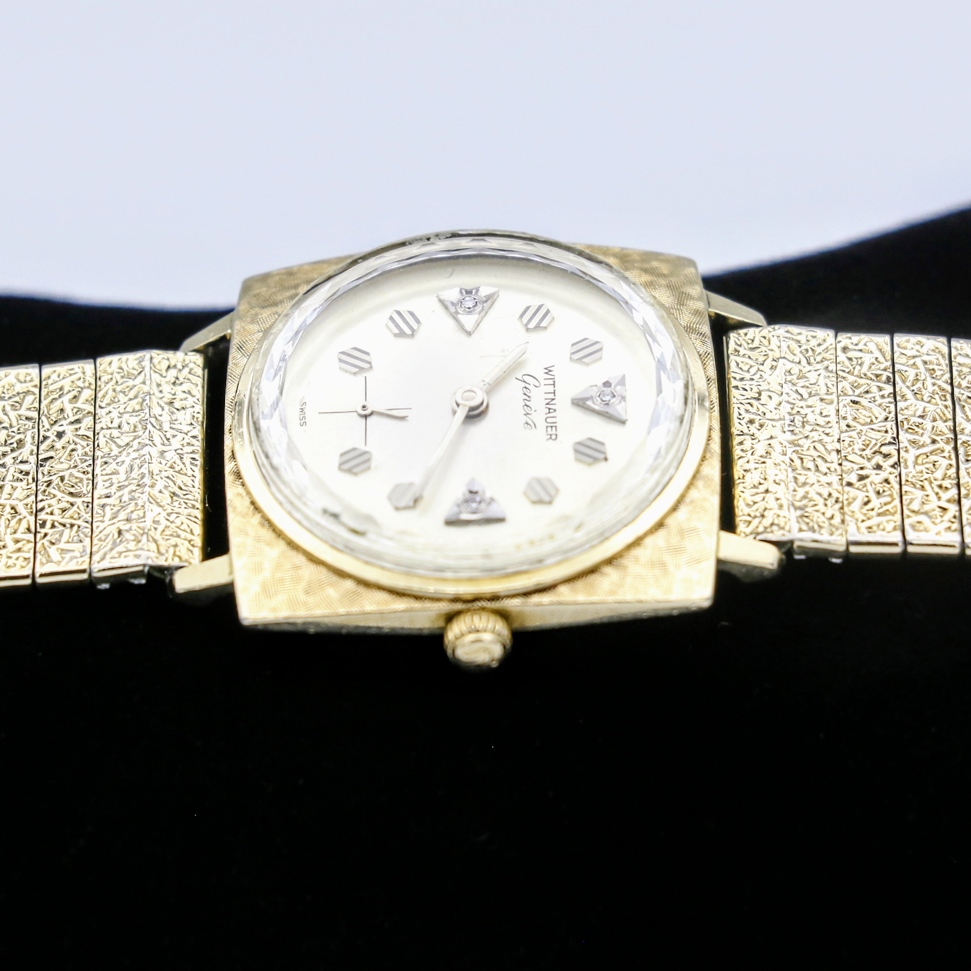 Vintage Wittnauer Wristwatch 10K GP Bezel Fancy Dial 10K GF Bracelet SECOND HAND HOROLOGY
