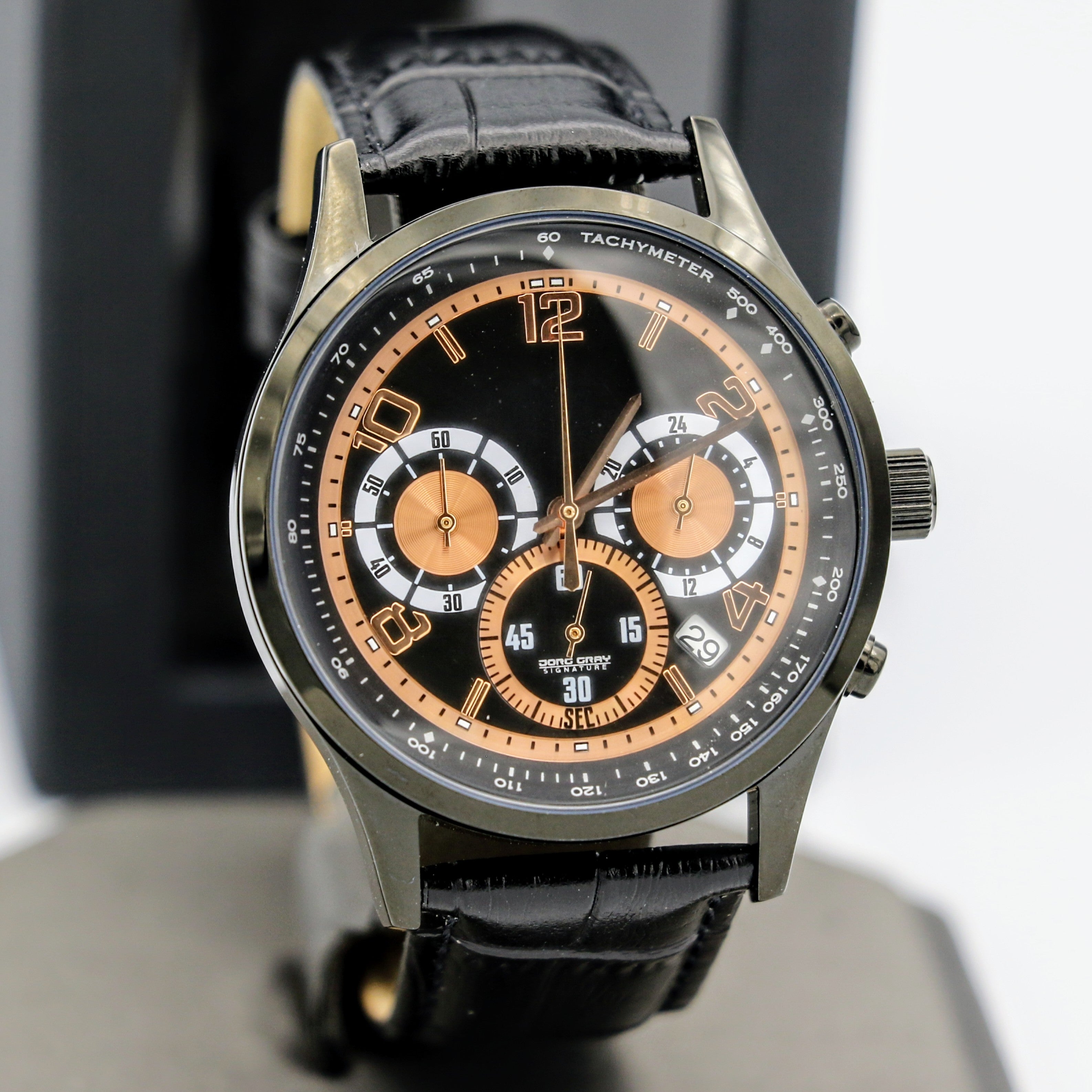 JORG GRAY Signature Chronograph Wristwatch Tachymeter Anti-Reflective Watch