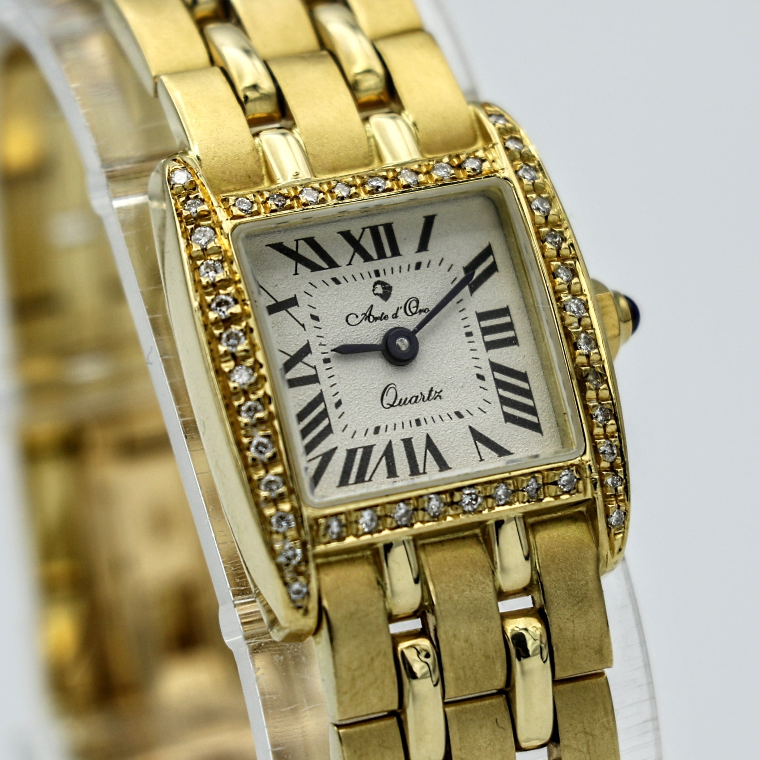 Arte d'Oro Ladies Wristwatch 18k Yellow Gold Diamond Bezel Swiss Movement Watch