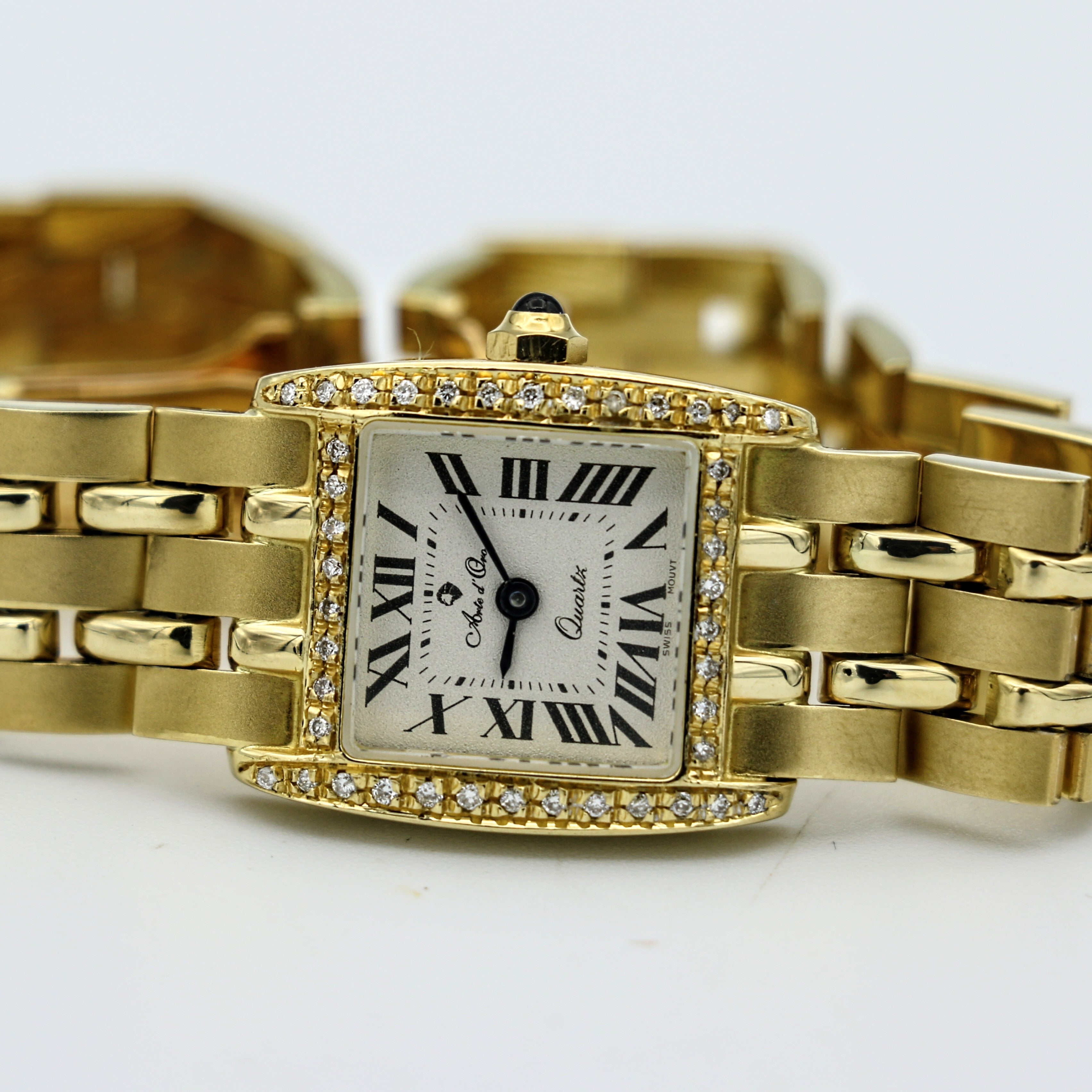 Arte d'Oro Ladies Wristwatch 18k Yellow Gold Diamond Bezel Swiss Movement Watch