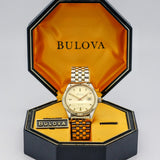 BULOVA 1970 Oceanographer "D" Automatic Watch 333 Feet 10K GOLD Bezel Wristwatch