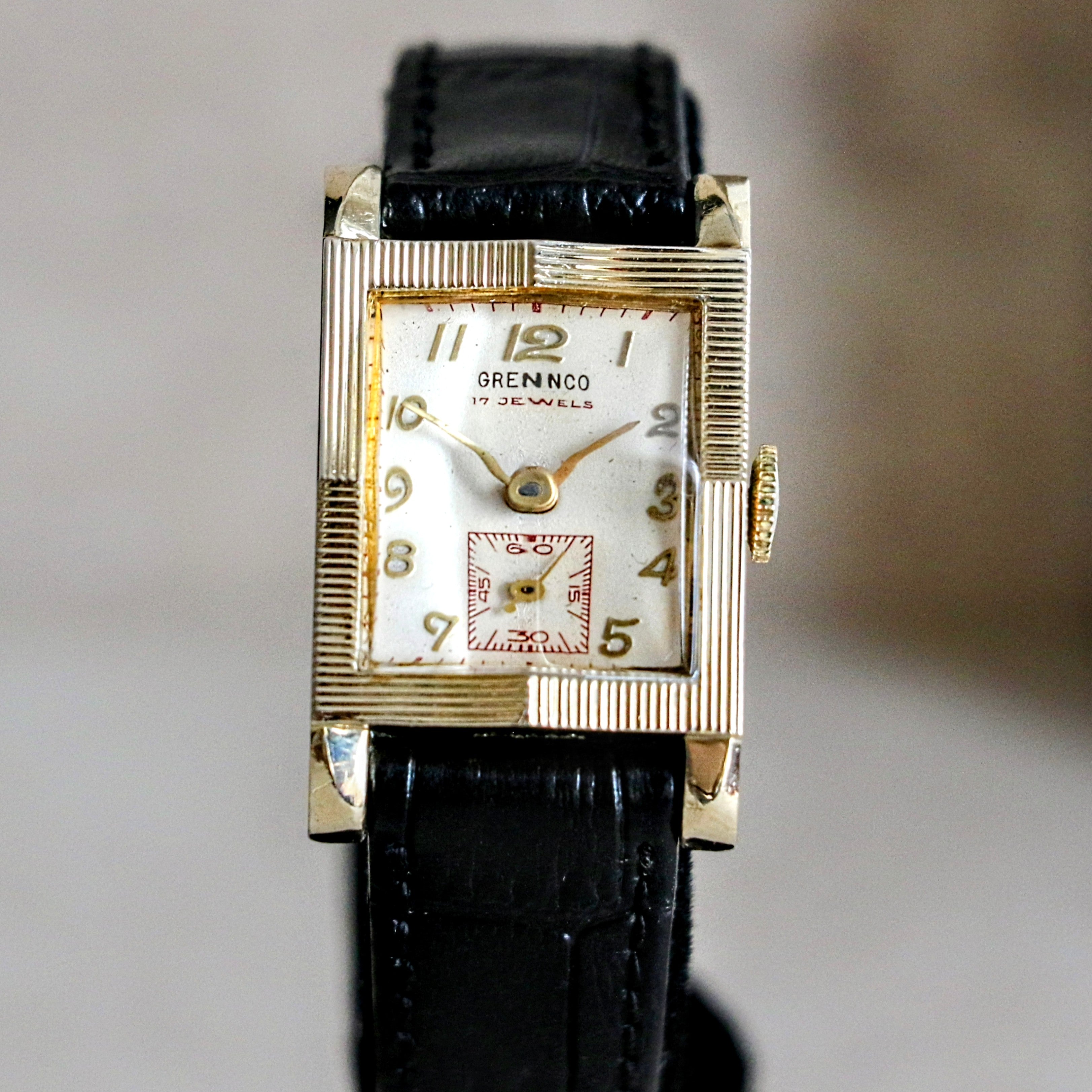 Vintage GRENNCO By AUREOLE Watch Fancy Case 17 Jewels Swiss Made