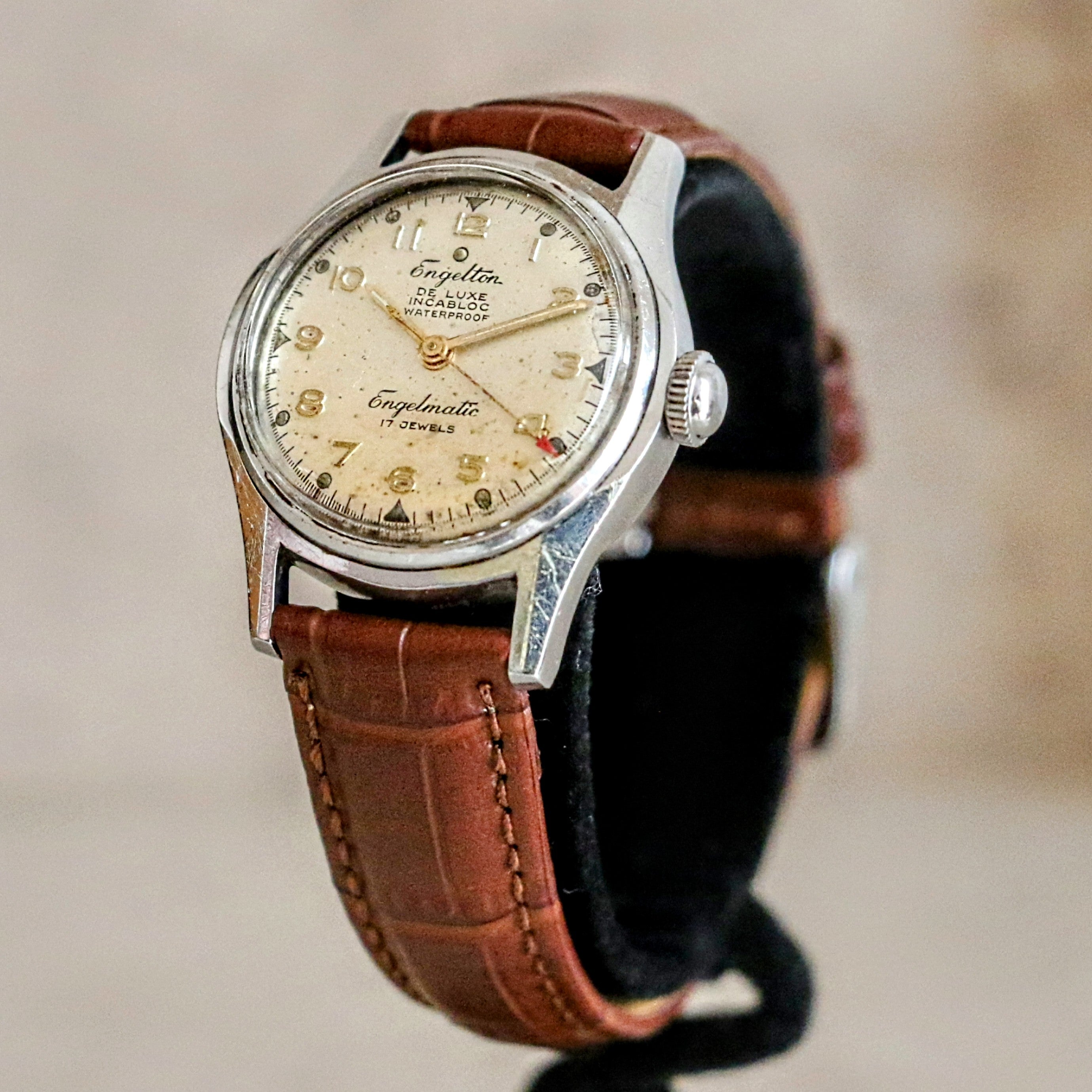 ENGELTON De Luxe Automatic Watch Bidynator FELSA 690 17 Jewels Swiss W SECOND HAND HOROLOGY