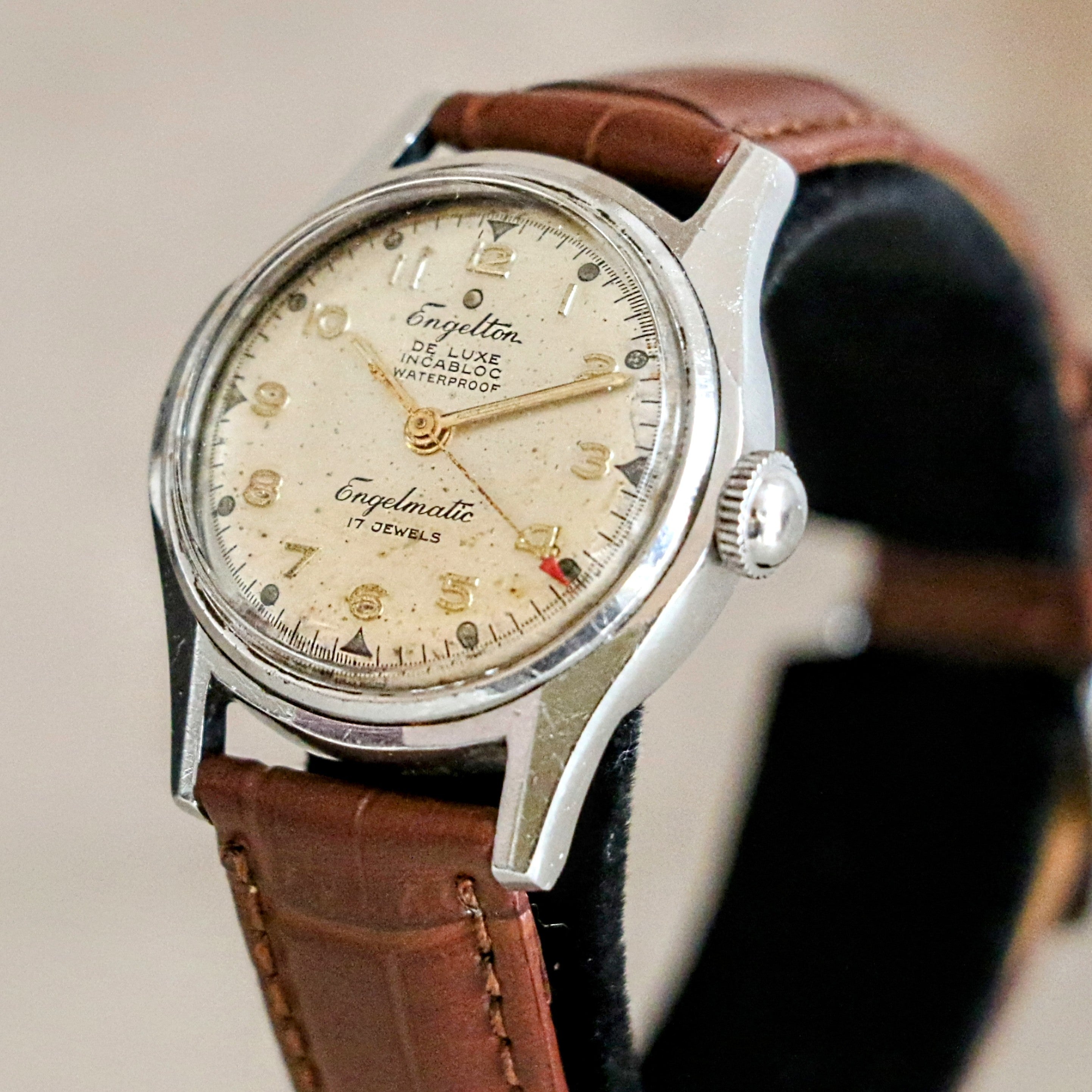 ENGELTON De Luxe Automatic Watch Bidynator FELSA 690 17 Jewels Swiss Wristwatch
