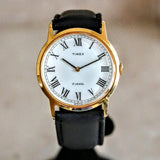 1979 TIMEX Watch Roman Numerals 17 Jewels Manual Wind 33mm Wristwatch