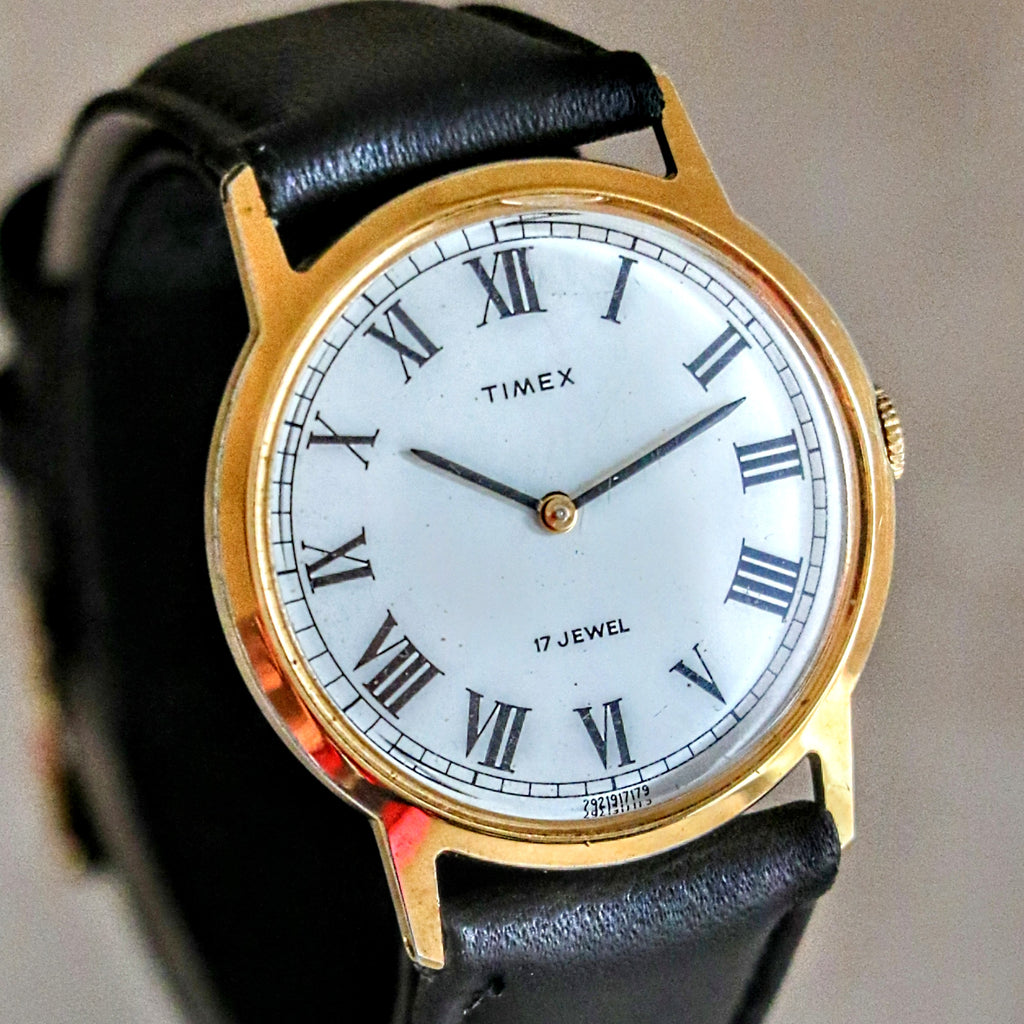 1979 TIMEX Watch Roman Numerals 17 Jewels Manual Wind 33mm Wristwatch ...