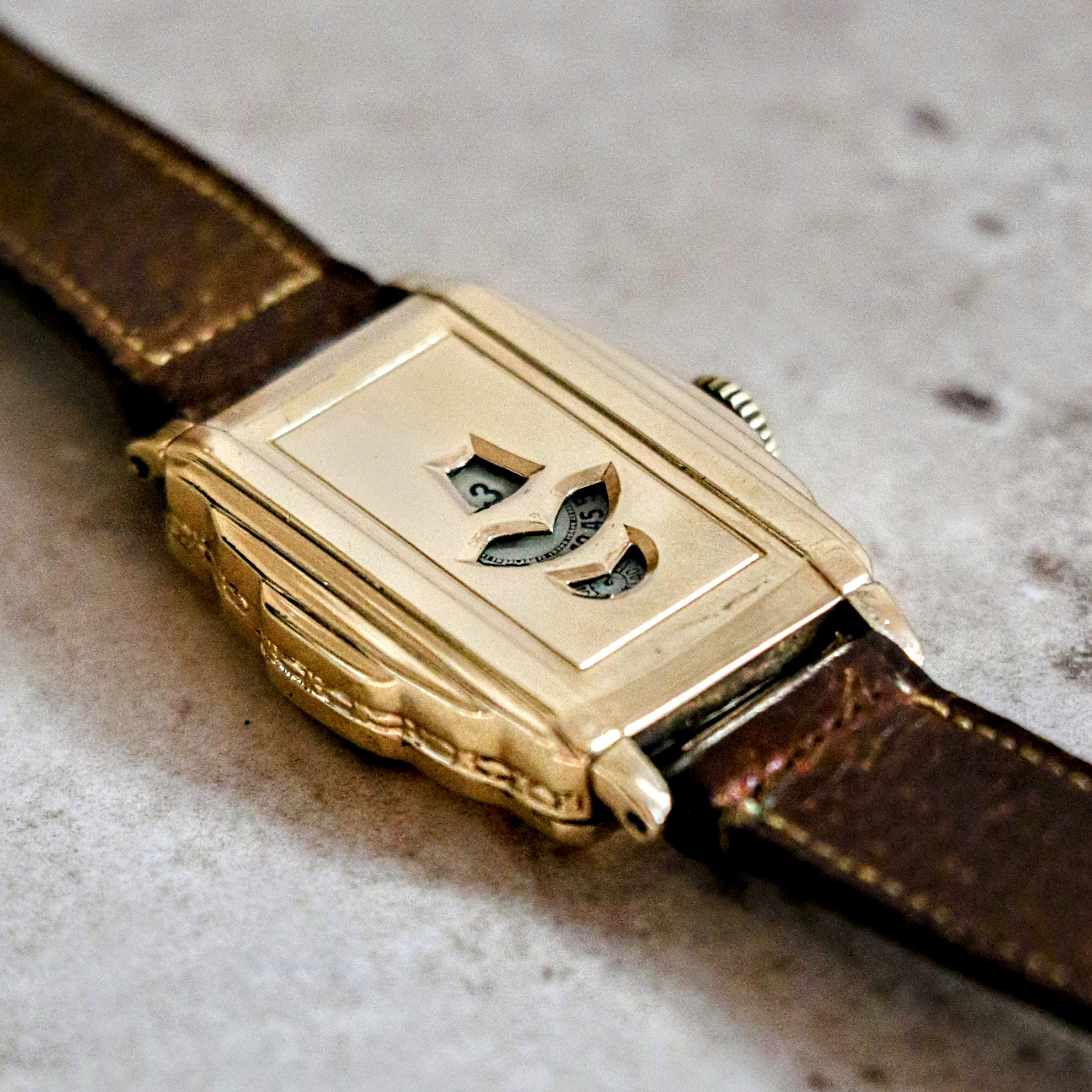 OLLENDORFF Jump Hour Wristwatch Vintage Digital Watch Swiss Made 7 Jewels