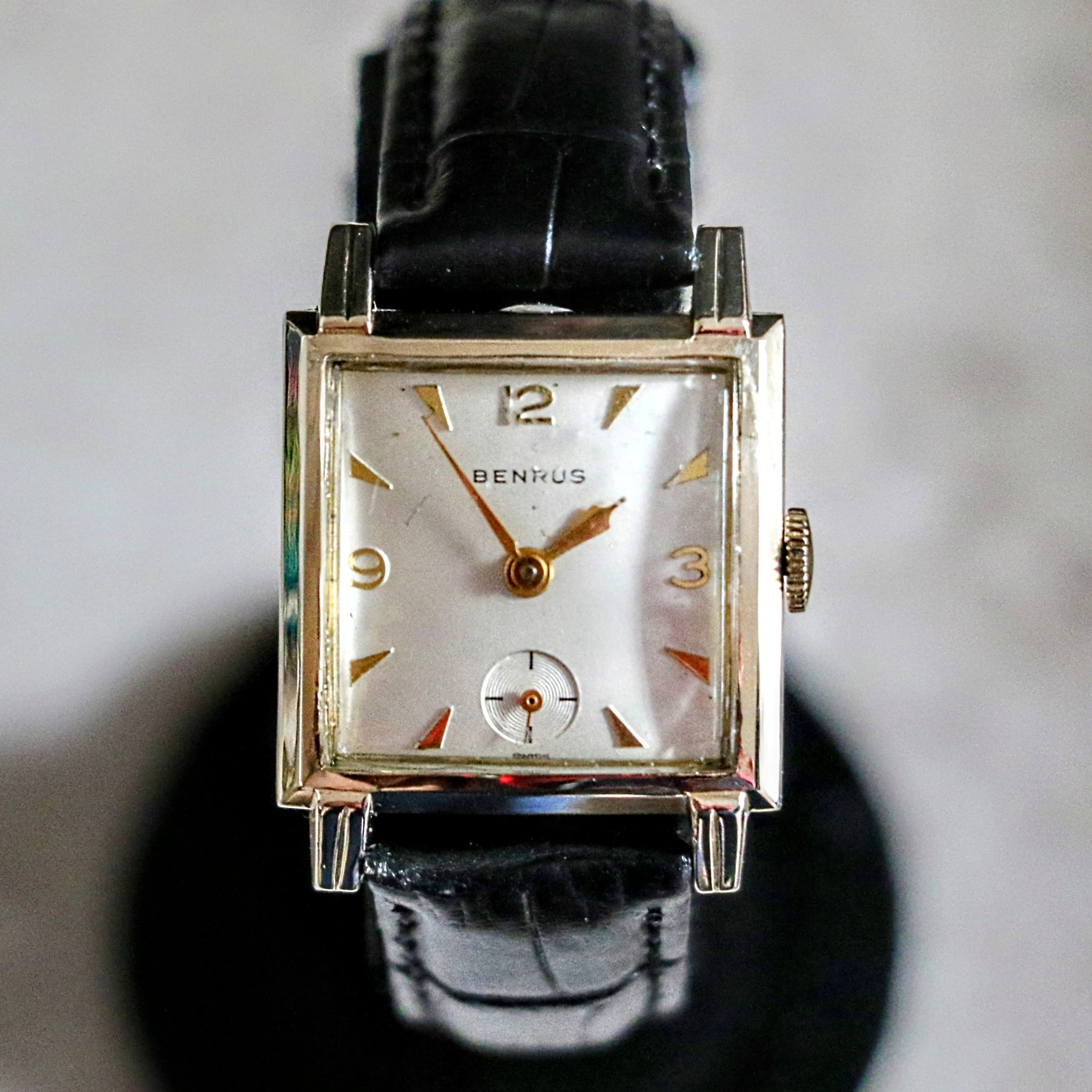 BENRUS Watch Model BA 2 Square Case 17 Jewels Swiss Made