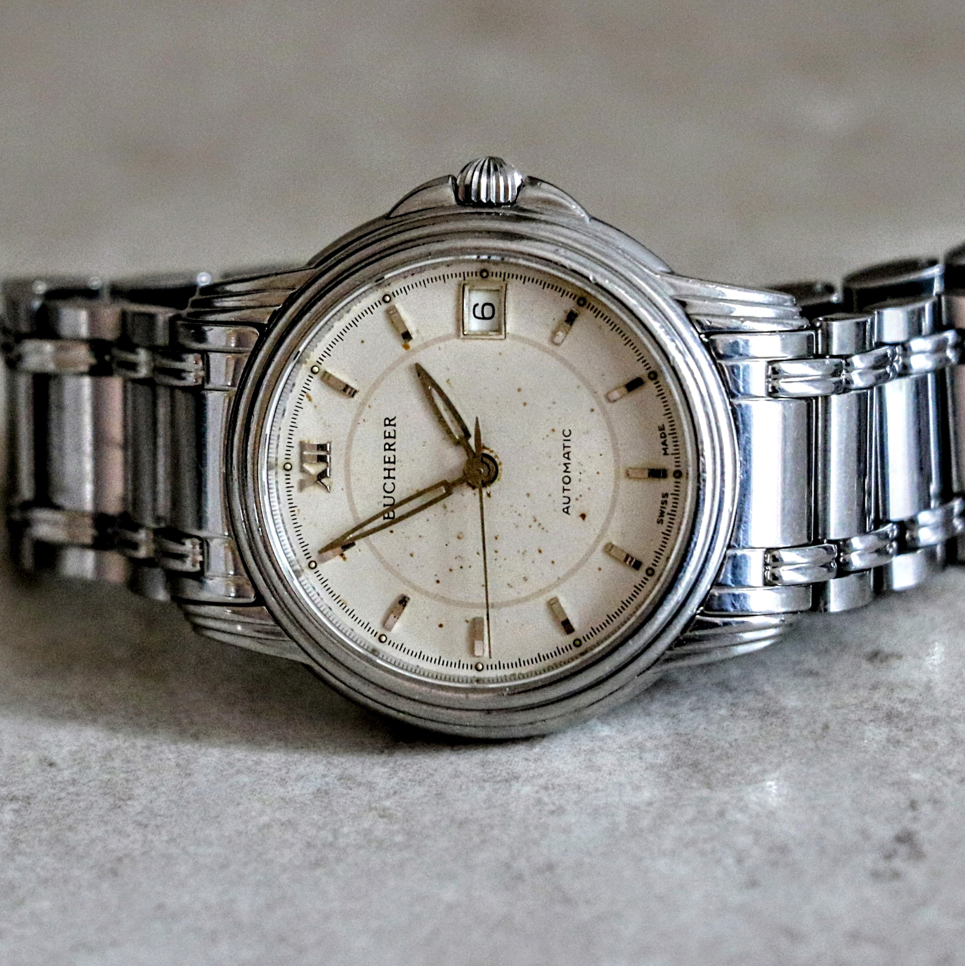 BUCHERER Archimedes Automatic Wristwatch 25 Jewels ADJ Ref. 2824 505 S SECOND HAND HOROLOGY