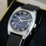 WALTHAM Shockresistant Wristwatch 7 Jewels Cal. ST 96-4 Date Indicator Blue Dial Swiss Watch
