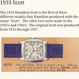 1935 HAMILTON Scott Watch Grade 987-F Vintage Wristwatch