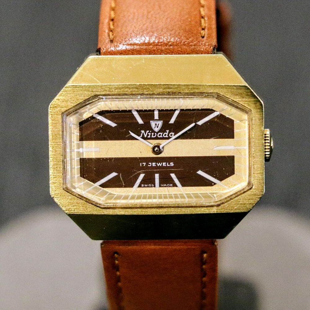 Vintage NIVADA Watch 17 Jewels Cal. FHF 69 21 Swiss Made Retro Wristwa SECOND HAND HOROLOGY