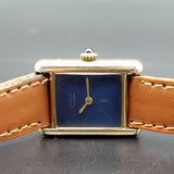 Vintage CARTIER Tank Wristwatch Swiss Caliber ETA 2512-1 17 Jewels Blue Dial Watch