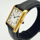 Vintage CARTIER Tank Wristwatch Swiss Caliber ETA 2512 17 Jewels White Dial Watch Great Condition