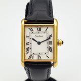 Vintage CARTIER Tank Wristwatch Swiss Caliber ETA 2512 17 Jewels White Dial Watch Great Condition