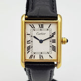 Vintage CARTIER Tank Wristwatch Swiss Caliber ETA 2512 17 Jewels White Dial Watch Great Condition
