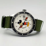 Vintage SEIKO Mickey Mouse Military Style Dive Wristwatch Swiss Cal. UTC 29 17J
