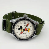Vintage SEIKO Mickey Mouse Military Style Dive Wristwatch Swiss Cal. UTC 29 17J
