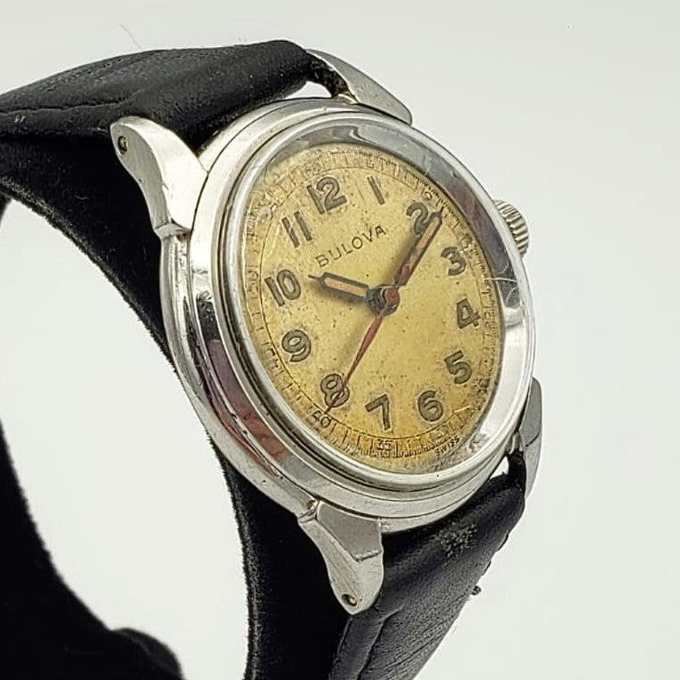 1949 BULOVA Watertite Military Style Wristwatch Swiss Caliber 10BCC 17J Watch
