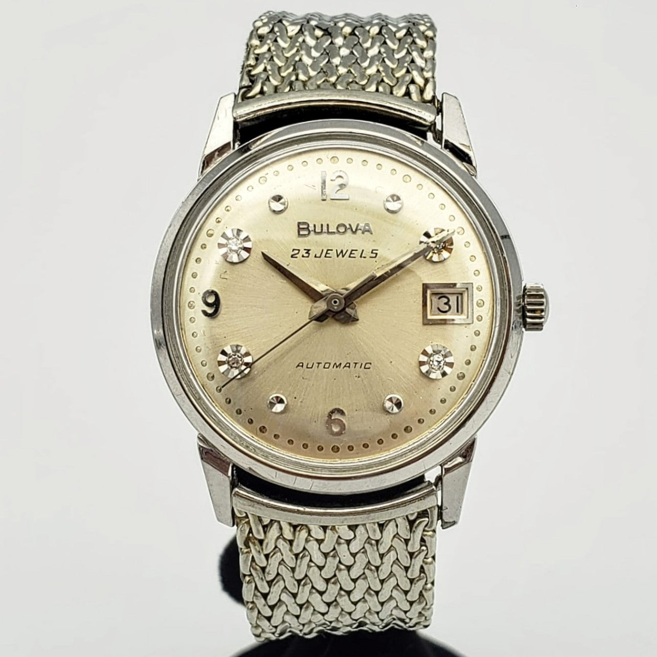 1969 BULOVA Beau Brummell Automatic Wristwatch 23J Cal. 10CPACD Date Window Watch