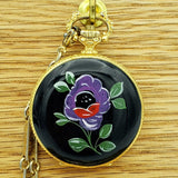 Vintage SHEFFIELD Ladies Pocket Watch Swiss Caliber EB 8800 Floral Enamel Case