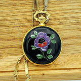 Vintage SHEFFIELD Ladies Pocket Watch Swiss Caliber EB 8800 Floral Enamel Case