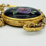 Vintage SHEFFIELD Ladies Pocket Watch Swiss Caliber EB 8800 Floral Enamel Case