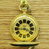 Vintage SHEFFIELD Ladies Pocket Watch Swiss Caliber EB 8800 Floral Enamel Case