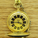 Vintage SHEFFIELD Ladies Pocket Watch Swiss Caliber EB 8800 Floral Enamel Case