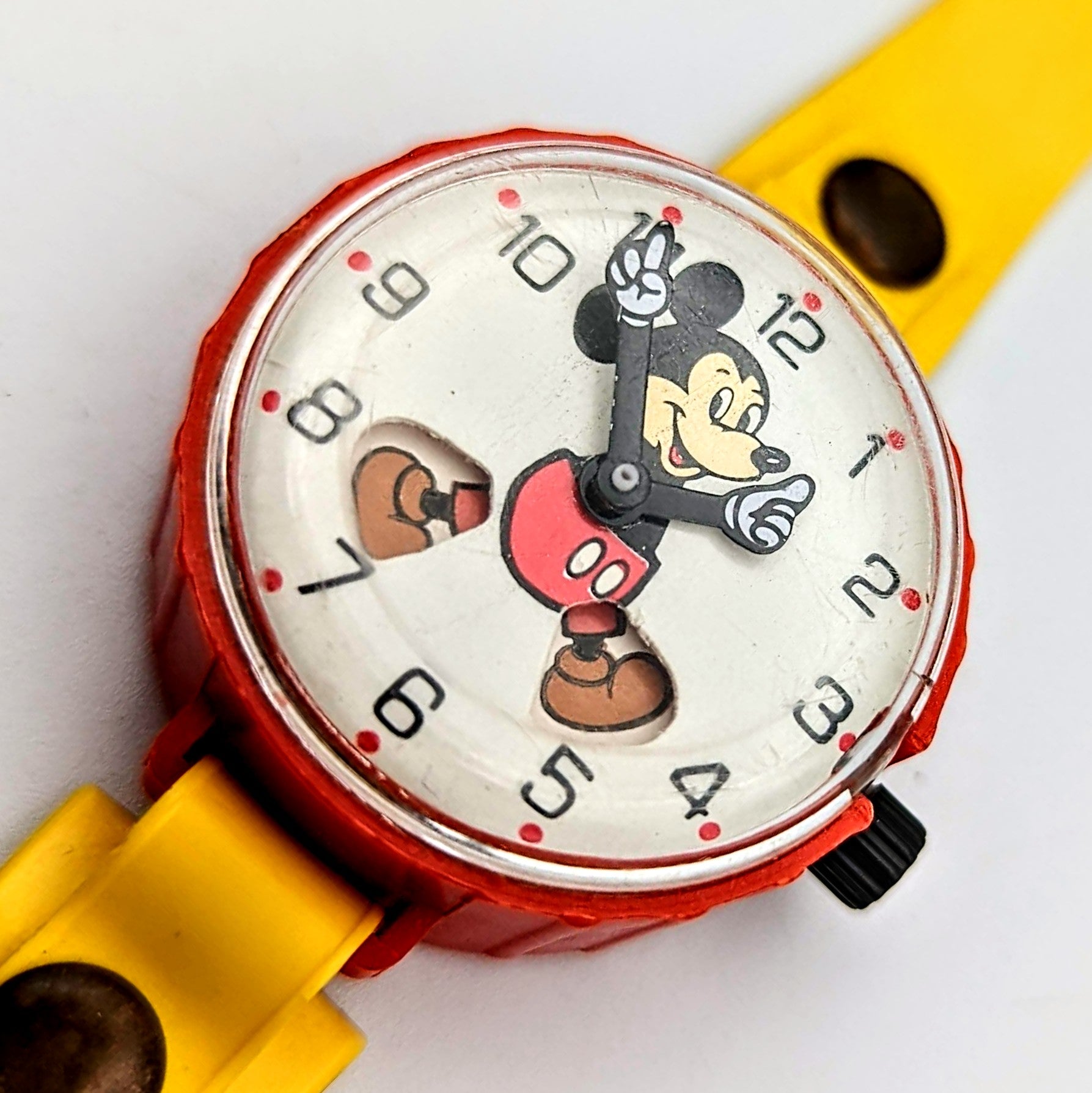 1970's Mickey Mouse Toy Wristwatch by Marx Toys Vintage Mechanical Watch