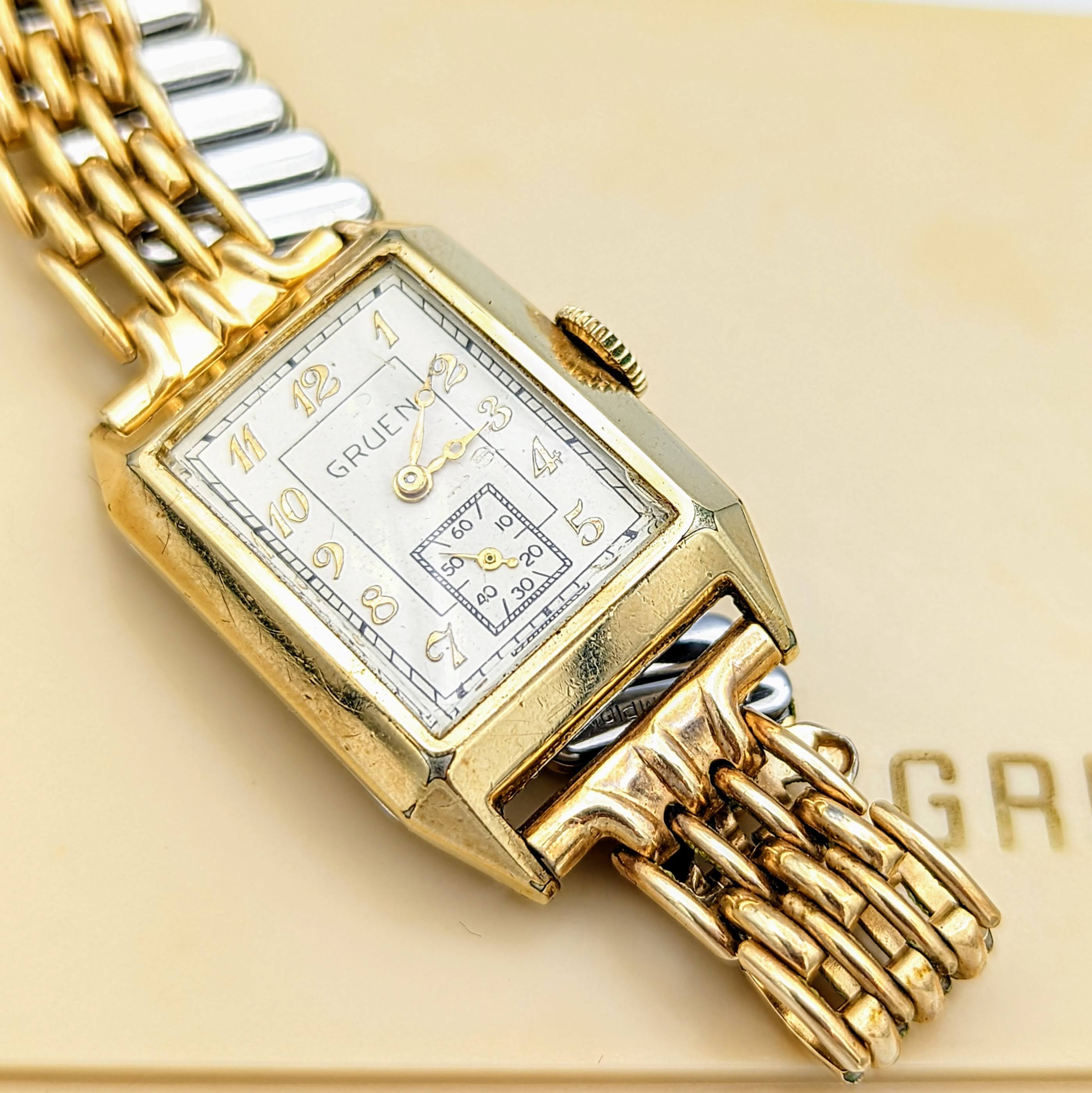 1937 GRUEN 17J Watch Cal. 400 Conoruma Precision Vintage Swiss Wristwa SECOND HAND HOROLOGY