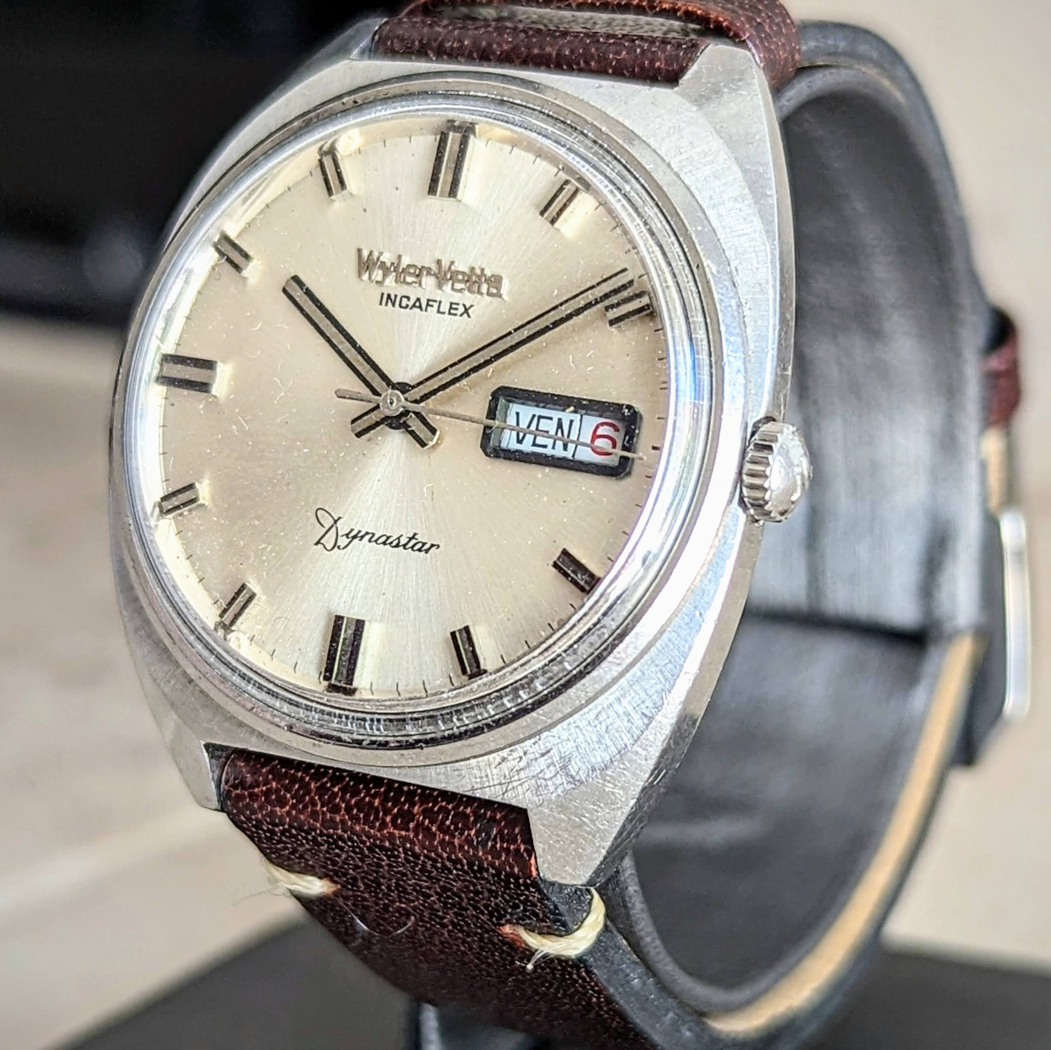 Wyler-Vetta Automatic Watch Incaflex Dynastar 1960's Wristwatch “The Compressor”