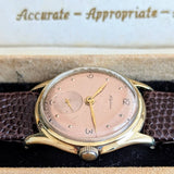 1940s ALPINA Watch 14K GOLD Vintage Wristwatch - Rose Gold Dial - Original BOX!