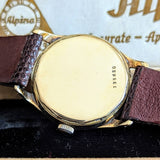 1940s ALPINA Watch 14K GOLD Vintage Wristwatch - Rose Gold Dial - Original BOX!