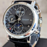 TOURNEAU Automatic Watch Day/Date Moonphase Chronograph 18K Gold Wristwatch