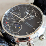 TOURNEAU Automatic Watch Day/Date Moonphase Chronograph 18K Gold Wristwatch