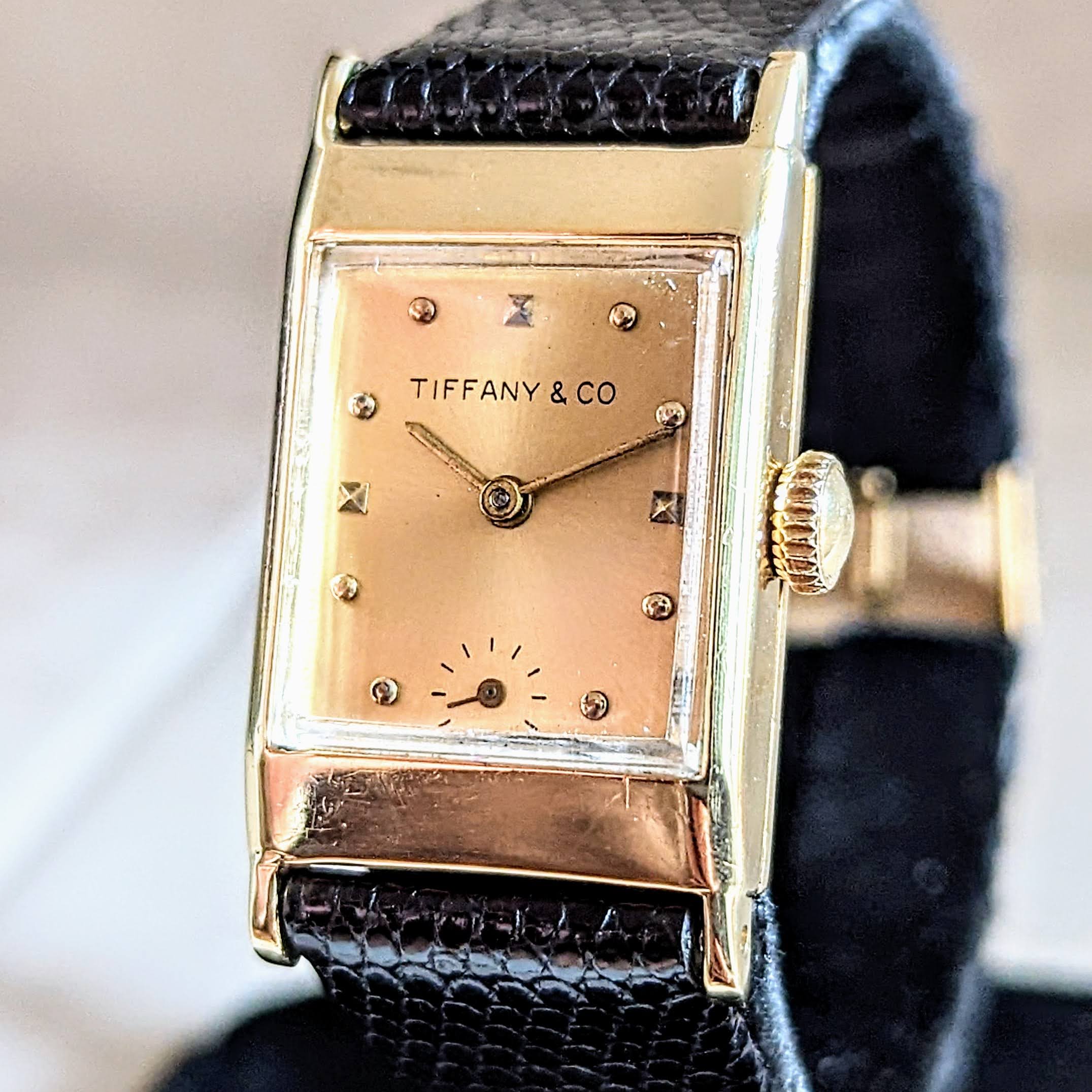 TIFFANY & Co. by CONCORD Watch 14K GOLD Tank Case Vintage Wristwatch