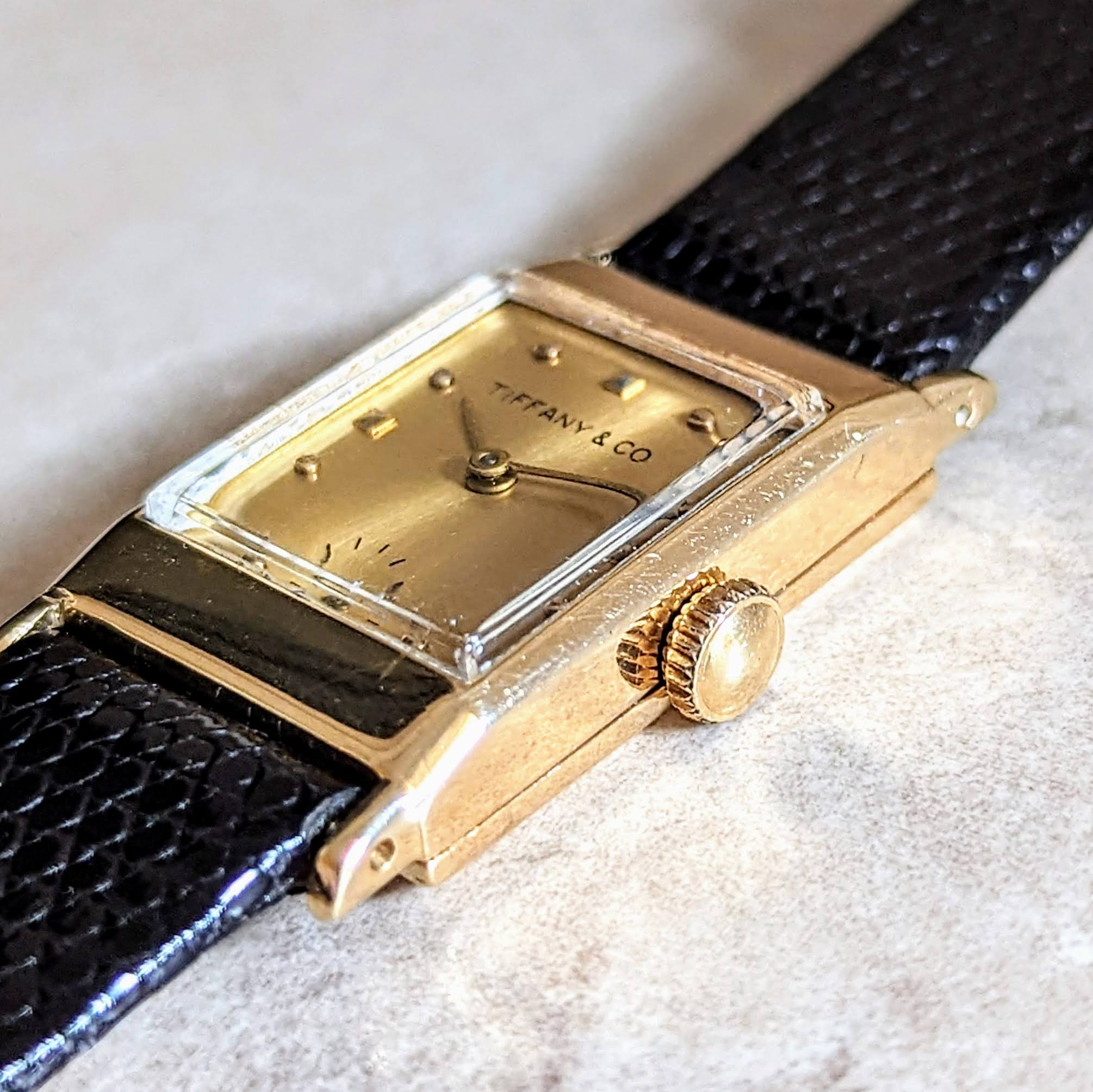 TIFFANY & Co. by CONCORD Watch 14K GOLD Tank Case Vintage Wristwatch