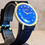 LUCIEN PICCARD Davinci Watch Blue Dial 14K GOLD Mechanical Wristwatch