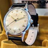 1950s ETERNA-MATIC Watch Vintage Automatic Wristwatch Fancy Lugs! - Box + Papers!
