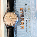 1950s ETERNA-MATIC Watch Vintage Automatic Wristwatch Fancy Lugs! - Box + Papers!