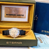 1950s ETERNA-MATIC Watch Vintage Automatic Wristwatch Fancy Lugs! - Box + Papers!
