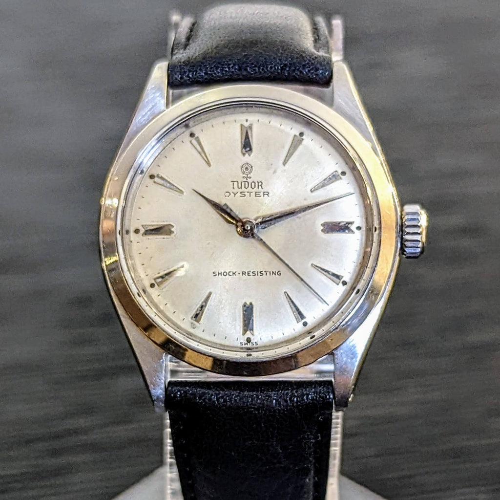 1950s Tudor Oyster Shock-Resisting 'All Arabic numerals' Steel Wristwatch Model 7903 32mm All original