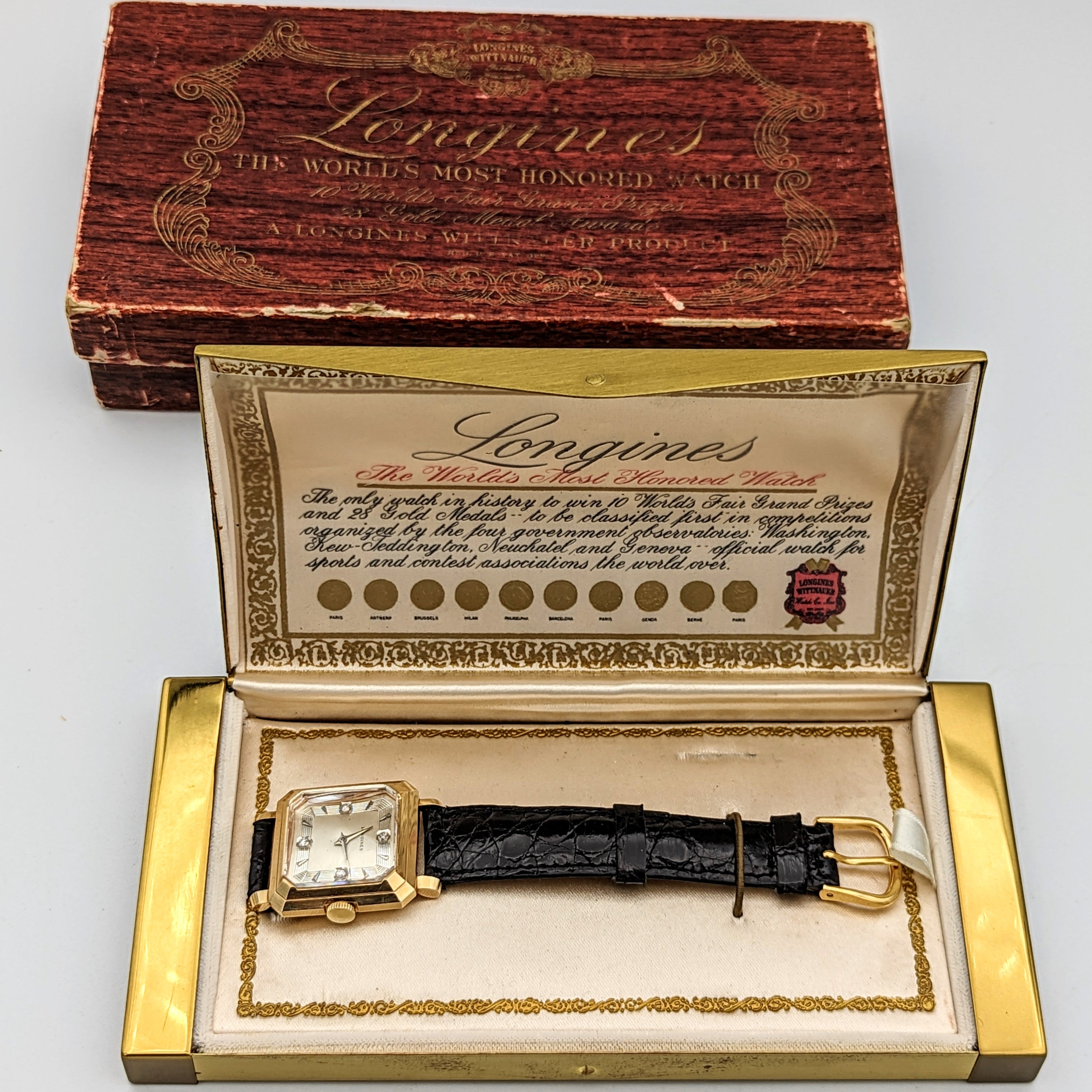 LONGINES President Garfield Watch Diamond Dial 14K GOLD Cal. 23Z Wrist SECOND HAND HOROLOGY